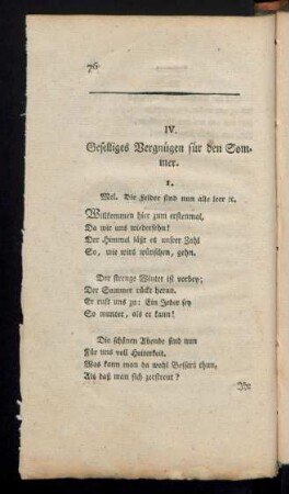 IV. Geselliges Vergnügen für den Sommer