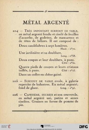 Métal argenté (Nr. 204-216)