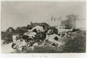 Blatt 22: Soviel und noch mehr : Die Schrecken des Krieges. Blatt 22: Soviel und noch mehr. Radierung (1810/1814; F. de Goya). Dresden: Kupferstich-Kabinett