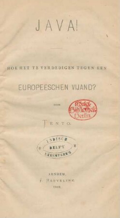 Java! : Hoe het te verdedigen tegen een Europeeschen vijand?