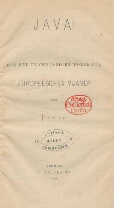 Java! : Hoe het te verdedigen tegen een Europeeschen vijand?