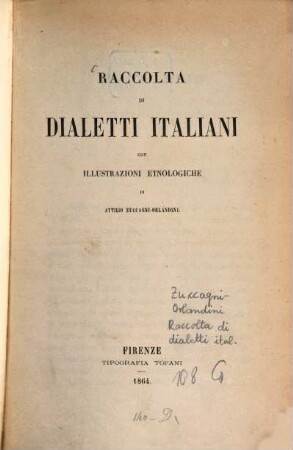 Raccolta di dialetti italiani : Con ill. etnologiche