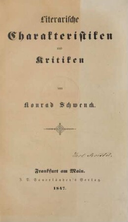 Literarische Charakteristiken und Kritiken