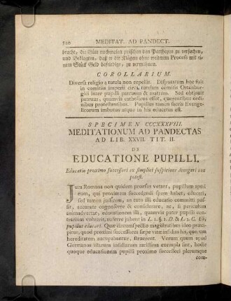 520-521, Sp. 338. De Educatione pupilli