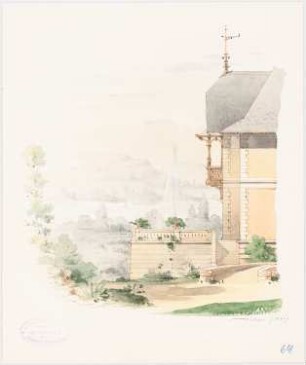 Haus mit Terrasse und Landschaft: Teilansicht