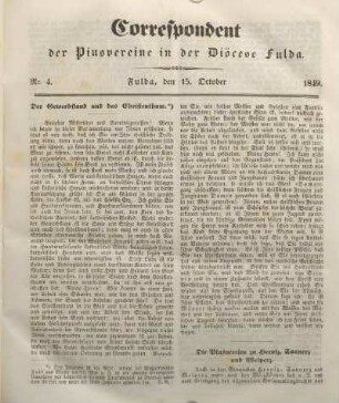 Nr. 4. Fulda, den 15. October 1849.