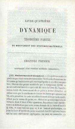 Livre IV. Dynamique. Troisième Partie.