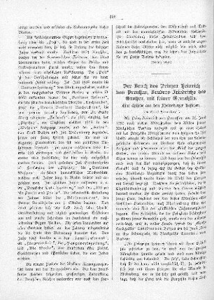 Der Bruch des Prinzen Heinrich von Preußen, Bruders Friedrichs des Großen mit seiner Gemahlin