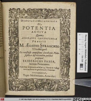 Disputatio Metaphysica De Potentia Activa