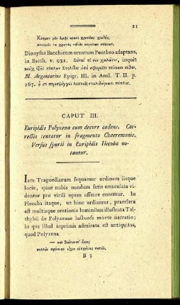 Caput III. Euripidis Polyxena cum decore cadens. [...]