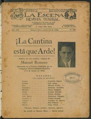 ¡La cantina está que arde! : sainete en tres cuadros