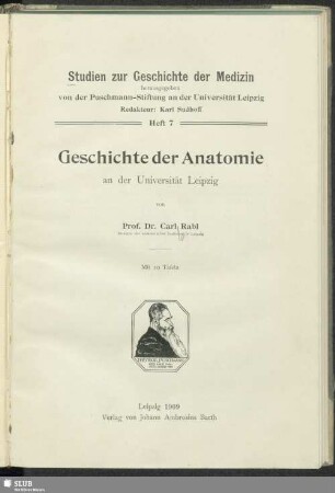 Geschichte der Anatomie an der Universität Leipzig : mit 10 Tafeln