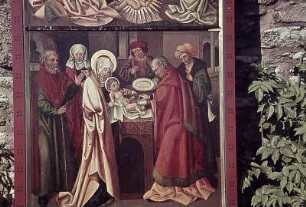 Innenseite: Anbetung des Christkindes (oben) und Beschneidung des Christkindes (unten)