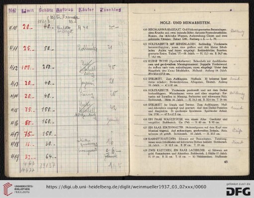 Holz- und Beinarbeiten (Nr. 410-429)