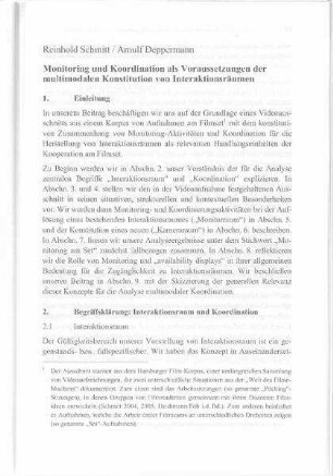 Monitoring und Koordination als Voraussetzungen der multimodalen Konstitution von Interaktionsräumen