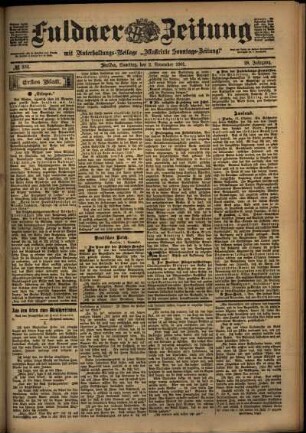 Erste Ausgabe vom Samstag, den 02. November 1901.