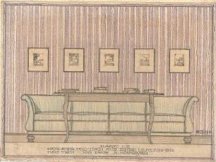 Niemeyer, Adalbert; Wohnräume, Möbel - Sofa u. Tisch aus einem Lesezimmer (Ansicht)