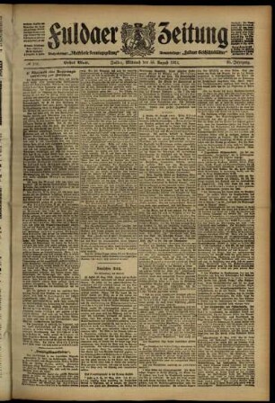 Erste Ausgabe vom Mittwoch, den 28. August 1912.