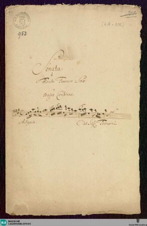 Sonatas - Mus. Hs. 952 : fl, bc; A
