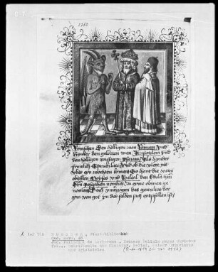 Jacobus Palladini de Anacharano, Prozeß des Teufels Belial mit Christus; der 'Grüne Teufel' — Belial, Kaiser Octavianus und Aristoteles