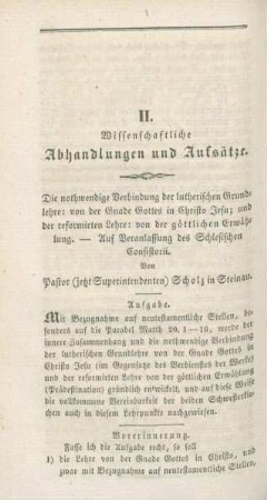 270-294 Die nothwendige Verbindung der lutherischen Grundlehre: von der Gnade Gottes in Christo Jesu; und der reformirten Lehre: von der göttlichen Erwählung : Auf Veranlassung des Schlesischen Consistorii