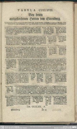 Tabula CCCLXVIII. Von denen ausgestorbenen Herren von Streitberg
