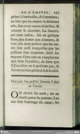 Pourquoi l'on présere souvent l' Ami au Parent