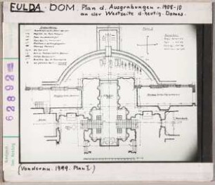 Fulda: Dom, Plan der Ausgrabungen von 1908-10