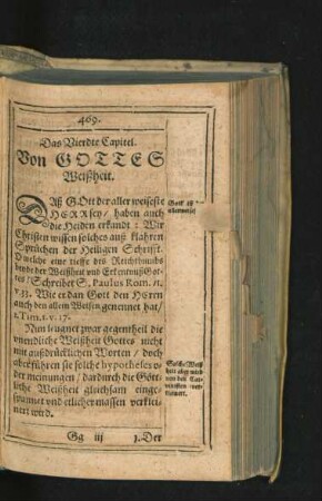 Das Vierdte Capitel. Von Gottes Weißheit.