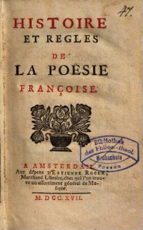 Histoire et regles de la poesie françoise