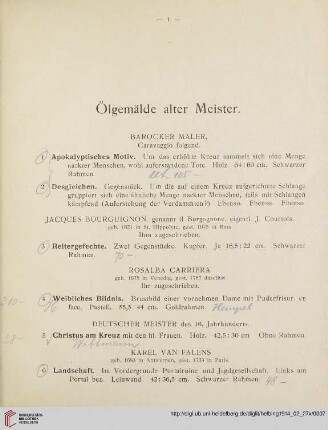 Ölgemälde alter Meister (Nr. 1-94)