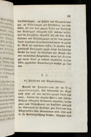 §7 Fuhrfronen und Einquartierungen