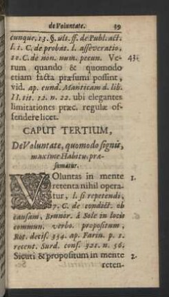 Caput tertium. De Voluntate