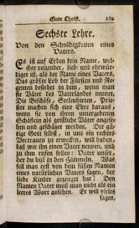 189-207, Sechste Lehre. Von den Schuldigkeiten eines Vaters