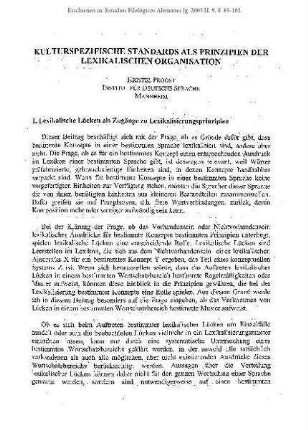 Kulturspezifische Standards als Prinzipien der lexikalischen Organisation