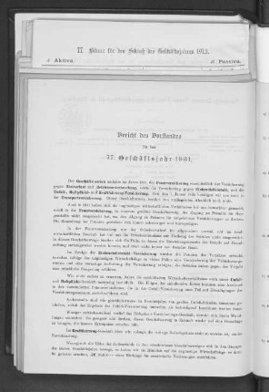 Bericht des Vorstandes für das 77. Geschäftsjahr 1931.