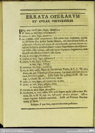 Errata Operarum Et Curae Posteriores