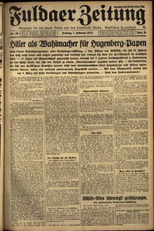 Ausgabe vom Freitag, den 03. Februar 1933.