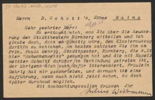 Brief an B. Schott's Söhne : 08.10.1924