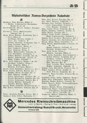 Alphabetisches Namen-Verzeichnis Ratzebuhr