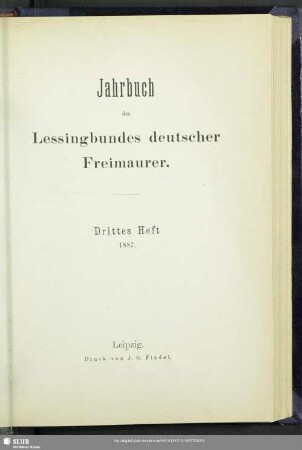 3.1887: Jahrbuch des Lessingbundes Deutscher Freimaurer