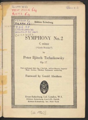 Symphony No. 2 C minor : ("Little russian") : op. 17
