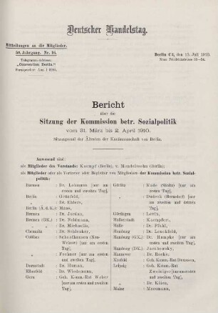 50. Jahrg. Nr. 16., ... den 15. Juli 1910