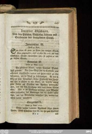 Zweyter Abschnitt. Von den Päbsten, Bischöfen, Lehrern und Scribenten des dreyzehnten Seculi.