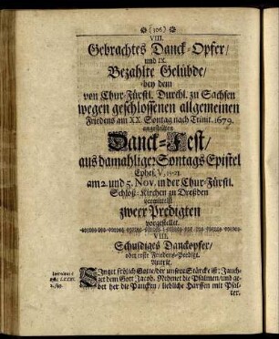 VIII. Gebrachtes Danck-Opfer