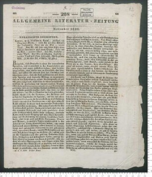 "Adelbert von Chamisso's Werke" (Rezension)