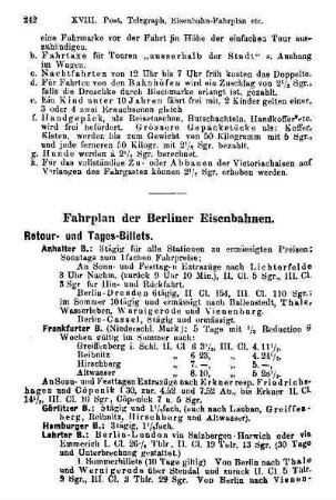 [C.] Fahrplan der Berliner Eisenbahnen
