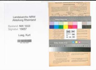 Entnazifizierung Kurt Lueg , geb. 25.05.1917 (Schreiner)
