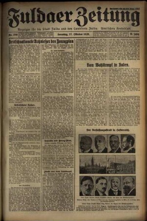 Erste Ausgabe vom Sonntag, den 27. Oktober 1929.