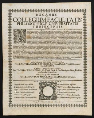 Decanus Et Collegium Facultatis Philosophicae Universitatis Tubingensis Lect. Sal.